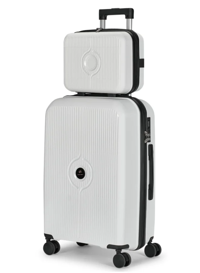 ليمرا طقم شنط سفر مكون من 4 حقائب أمتعة بعجلات و بتصميم صلب وقوي مصنوع  من مادة البولي بوربلين لون ابيض